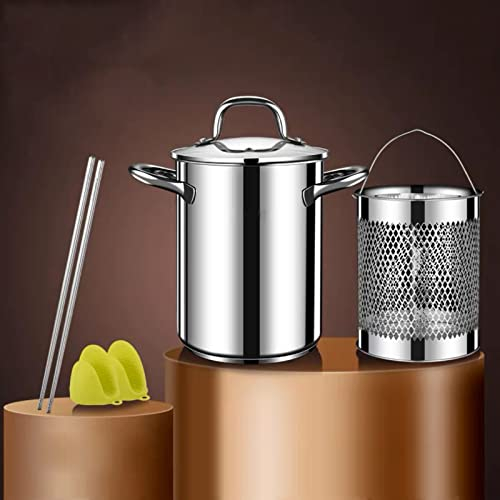 Marmite à Asperges en Acier Inoxydable 304, Cuiseur Vapeur De Légumes Spaghetti Cuisinière À Pâtes avec Panier Amovible Et Couvercle Visible, Poêle À Frire À l'huile, 4L, 17cm, ARG