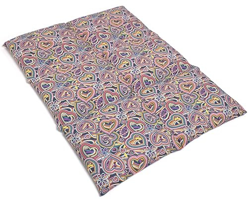Traubenkernkissen groß 6-Kammer 40x30cm - Bio-Stoff Psychedelic Heart - Wärmekissen Körnerkissen
