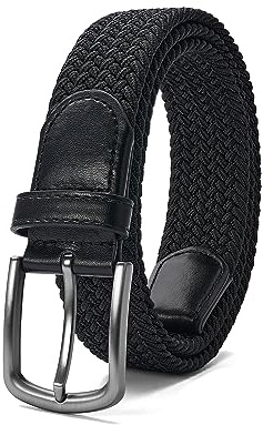 PlusZis Men’s Belt, Elastic Braided Belt, Stretch Woven Casual Belt 1 3/8, With Gif Box.