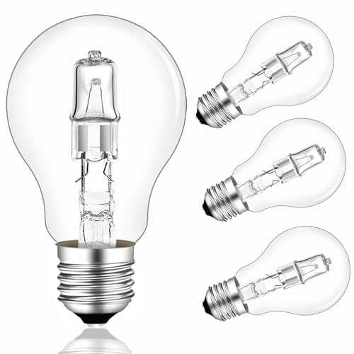 4 Pezzi E27 42W Lampada Dimmerabile, A55 Trasparente Globo Lampadina a vite E27, 650LM Bianco Caldo 2700K, Lampadina E27 per Plafoniera, Lampada da Tavolo, Applique, AC 220-240V