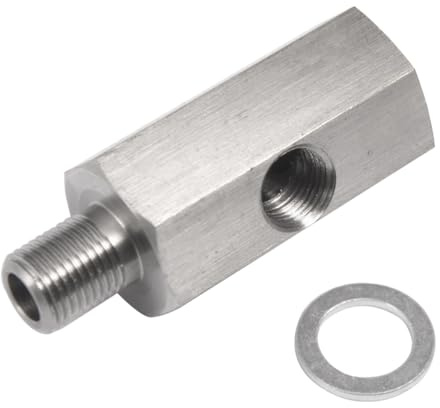 JNNJ Adaptador Sensor Presión Aceite Turbo, Pieza T del Sensor Presión, Acero Inoxidable, Conector Turbo
