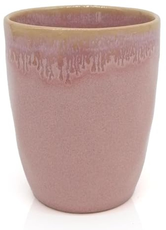 Mea-Living STONEWARE Becher rosa, handgemachtes Steingut, 280 ml, wunderschönes handmade Geschirr
