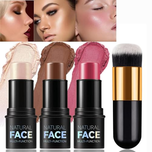 MKNZOME Stick Contouring & Highlight Blush & Bronzer, Bastone Trucco Multifunzione Impermeabile Longwear
