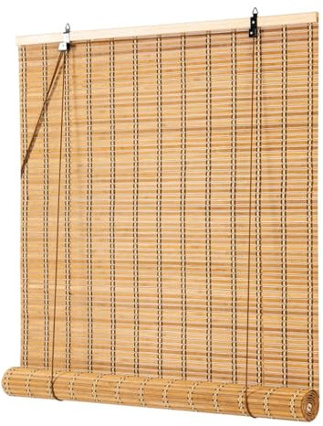 limiao123 Bambusrollo Breit Bambus Raffrollo Innen/außen-bambusrollo Jalousien aus Holz Natürliche für Balkon/Terrasse/Garten Sonnenschutz Sichtschutz Rollo,Einfache Montage (45x120cm(18x47in))