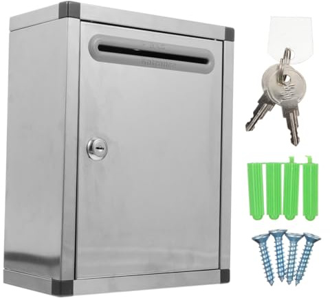 jojofuny Boîte Aux Lettres Murale Acier Inoxydable avec Serrure Conteneur Créatif pour Rapports Et Suggestions pour Intérieur Et Extérieur