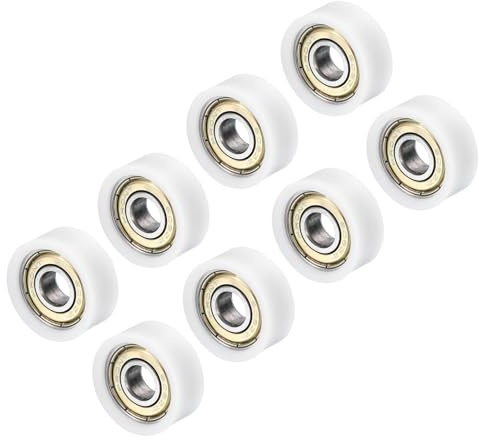 PATIKIL Roue de Poulie en Nylon 8x26x11mm, Lot de 8 Roulements 608Zz pour Galet de Convoyeur Coulissant pour Porte, Fenêtre, Tiroir, Matériel de Quincaillerie, Équipement Mécanique, Blanc