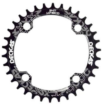 WANGZEYU Kettenblatt 104BCD Runde Schmale Breite Kettenblatt MTB Mountainbike Fahrrad 104BCD 32T 34T 36T 38T Kurbelgarnitur Zahn Platte Teile 104 BCD FahrradkettenbläTter (Größe : 34T, Color : Noir)