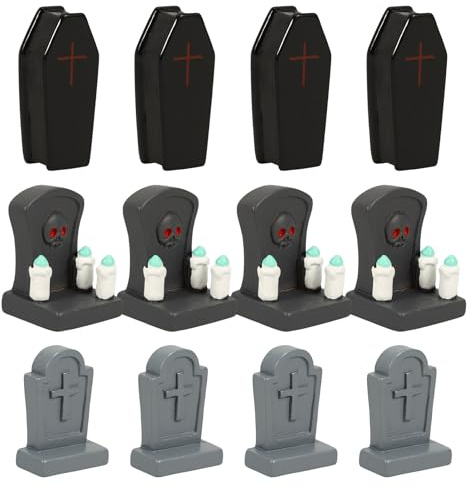 Cabilock Halloween Miniatur-Grabsteine Figur, 1 Set Halloween Grabstein Deko, Mini-e ​​Aus Kunstharz -e Mehrere Für - Friedhof Szene Diorama Basteln -Zubehör