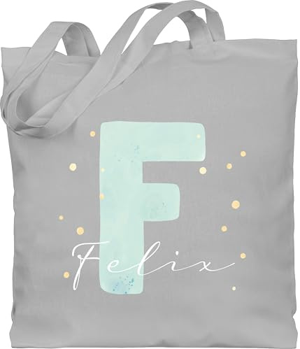 Baumwolltasche - Personalisierbares Design mit Anfangsbuchstabe und Namen | Geschenkidee mit Initialen | Kombiniere Initialbuchstabe und Namen individuell - Unisize - Hellgrau - namens geschenke