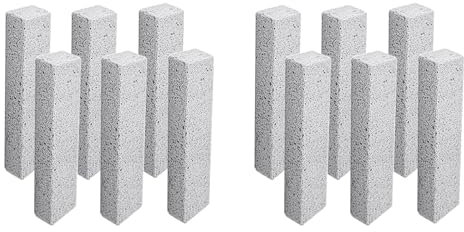 Jialouboo Pack of 12 Toilet Bowl Cleaning Brush Made of Pumice Stone for Removing Hard Water Rings, Limescale and Rust