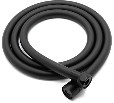 VANCOCO PVC Duschschlauch 1,5m G1/2 Anschluss Schwarz mit Filter Edelstahl Netz doppeltem Verdrehschutz, Knick- und Reißfest