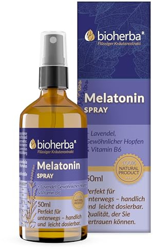 Melatonin spray 50ml mit Lavendel, Hopfen und Vitamin B6 – Alkoholfrei – Vegane, natürliche Formel für Erwachsene von BIOHERBA