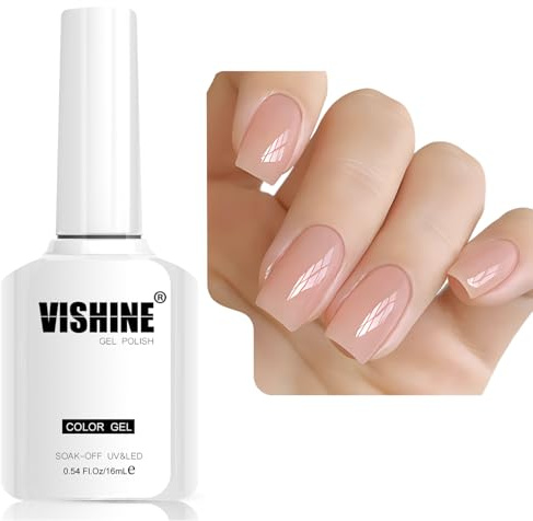 Vishine 16ml Sheer Milky Nude Jelly Gel Polish Durchscheinendes Kristall UV Gel French Maniküre DIY Nail Art Soak-Off Milky Nude E037
