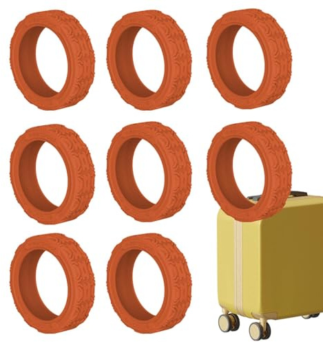 Bagagehjulskydd - 8 rullskydd för resväska | Resväskhjulsskydd, tyst resväska i silikon för handbagage, red resväska verktyg, Orange1, Se référer au descriptif, Se beskrivningen