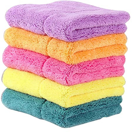 KOCKSHION 5 Stück Spül- Und Reinigungstücher 20x30cm Saugfähige Naturfaser Geschirrtücher Fettabweisend Mehrfach Verwendbar Haushalt Und Küche