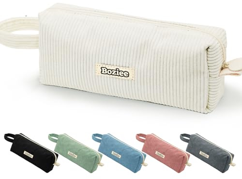 Boziee Cord-Stoff Federmäppchen Mäppchen Mädchen Teenager Stiftetasche Federtasche Pencil Case Schulmäppchen Stiftemappe für Schule | Büro (Beige)