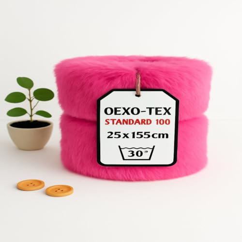 StoffBook pink Bärchenfell teddyfell Fellstoff für Bastelarbeiten, Fellborte, Fellreste, Plüschstoff, Teddystoff, Fellband, Fellbordüre, zum Nähen, Basteln, Deko, Kinder, DIY, Kunstfell Stoff, d204