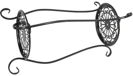 Mikikit Porta Piante in Ferro Battuto a Doppio Strato, Supporto Creativo per Vasi a Forma di Vaso, Scaffale Decorativo per Soggiorno e Balcone, Colore Nero, Robusto e Funzionale
