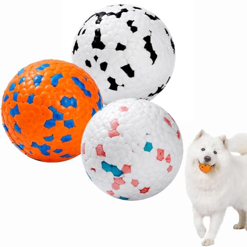 BbiuRer Hundeball Unzerstörbar, 3 Stück Hundespielzeug Ball, Dauerhaftes Hundespielzeug für Große, Mittelgroße und Kleine Hunde, ETPU Material, 50g Gewicht