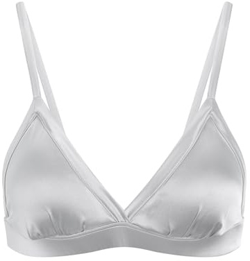FEELITS Real Mulberry Silk Satin Triangle Bralette with Removable Pad, Wireless Bra with Soft Cup, Ultra Breathable & Comfortable Wire-Free Bra for Women