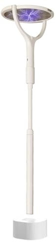 Electric Fly Swatter, Rechargeable Electric Fly Zapper with Rotating Head, Indoor Bug Zapper Racket Flys Killer, Mosquito & Spider Catcher for Home Use UK (White with Telescopic Handle)