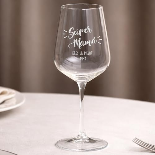 Wanapix | Copa de Vino Personalizada | Regalo Día de la Madre | Súper Mamá