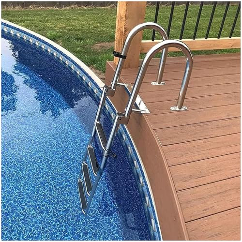 ZEEKYFOR Swimming Ladder Boat Pool Ladder Stainless Steel 4-Step Pontoon Boat Ladder Folding with Non-Slip Steps for Yacht Deck Dock,10cm/4in Wide Step