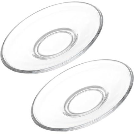iplusmile 2 Piezas Platillo De Taza De Té Plato De Vidrio Transparente Platos Para Aperitivos Para Karaoke Bares Postres y Frutas