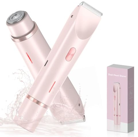 Bikini-Trimmer für Damen, Schamhaar, 2-in-1-Rasierer für Damen, wiederaufladbar, elektrischer Rasierer, IPX7, wasserdicht, für Unterarm, Bein, Arm, Körper, Gesicht