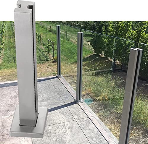 Robustes Balustraden-Pfostensystem für Glastreppen, Geländer, Innen- und Außenbereich, Terrasse, Balkonsicherheit, quadratischer Glasclip für Terrassendielen, Treppe