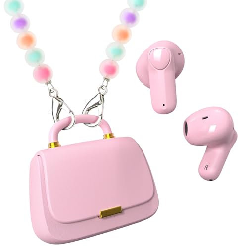 Écouteurs sans Fil Bluetooth True Wireless Earbuds, Design élégant, étui de Chargement sans Fil, écouteurs Intra-Auriculaires, Microphone intégré, Compatible avec Apple et Android (Rose/Arc-en-Ciel)