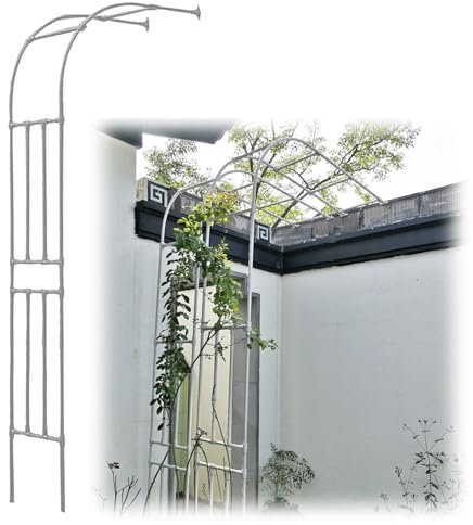 Generisch Weißer Gartenbogen aus Metall – Halbe Rosenlaube für Kletterpflanzen und Weinreben, Pergola-Spalier als Gartendekoration für drinnen und draußen, 1,22 m B x 2,41 m H, perfekt für Partys