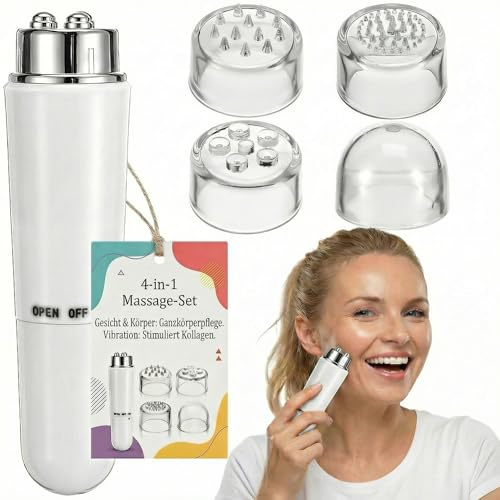 Ciieeo 4 in 1 Elektrische Gesichtsmassagegerät, Akupressur Massagegerät Mini- Electric- Akkupressur für Schmerzlinderung Muskeln (Weiß)