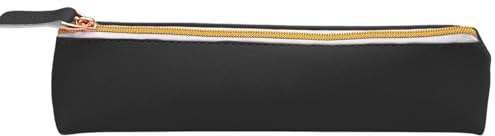 PU Leather Pencil Case Small Slim Design Pencil Pouche Stationery Pen Pouch with Metallic Zipper Pencilbag Portable Stationery Bags Organizer for Students Adults Office College Middle School(Black)