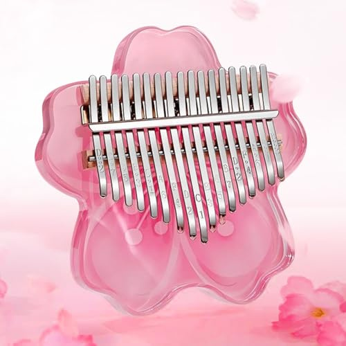 Pianoforte a Mano 21 Tasti, Pianoforte a Pollice Kalimba 17 Tasti, Arpa da Dito, Strumenti Musicali, Pianoforte da Dito in Acrilico Trasparente con Custodia Rigida per Bambini,Pink 17 keys