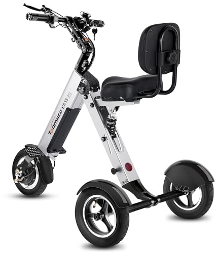 TopMate ES35 Triciclo Elettrico con Schienale Sedile per Adulti, Triciclo Leggero con Batteria Rimovibile da 36 V 7,8 Ah, Funzione di Retromarcia e Interruttore a Chiave per Spostamenti e Viaggi