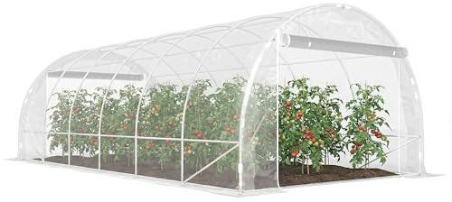 Outsunny Serre Tunnel de Jardin 18m² 296x597x199cm 2 Portes Transparent