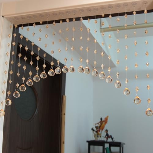 HYSENM 20 Strings Crystal Beaded Curtains for Doors Arched Beaded Curtain