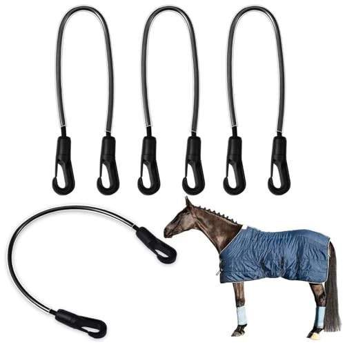 Generiskt fästremmar för hästtäcken 4 stycken | elastisk nylon justerbar | för stall, ridskola, tränare, tävling, ranch, bondgård, stallchef, sadelkammare, djurvård