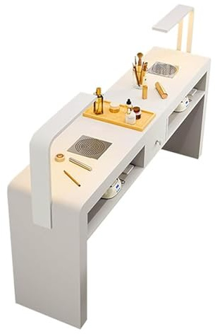 Mesa de manicura con colector de polvo y lámpara LED, estación de trabajo con cajones de almacenamiento para salón y spa, 100 x 40 x 78 cm