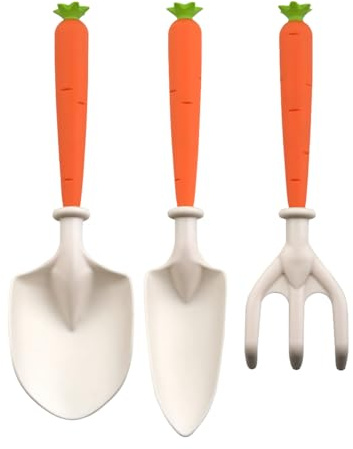 Générique Ensemble D'outils De Jardin pour – 3 Pelles Et Râteaux À Manche De Carotte, Kit De Jardinage pour Planter Et Creuser | Jouets De Jeu De Cour De Pelouse De Plage De Truelle ABS De PP 1