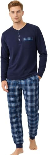 Intimitaly Vanuè - Pigiama Uomo Cotone Lungo 100%, Maglia Maniche Lunghe e Pantalone, Leggero e Traspirante, Primavera Estate (IT, Testo, XL, Regular, Regular, VS1247)