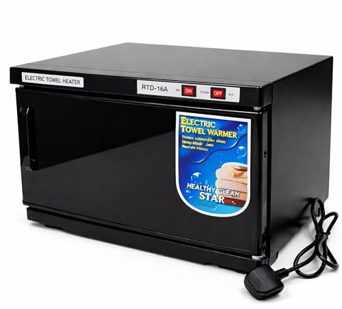 16L Towel Sterilizer Warmer Cabinet with UV Disinfecting Hot Towel Heater for Spa, Salon, Barber, Facial & Home, Fast Heating (Black)