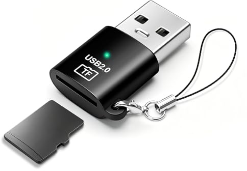 HAUXGOGO USB-kortläsare, mini TF-kortläsare bärbar, stöder MicroSD/TF-kort, fungerar med smartphones, surfplattor och datorer - svart