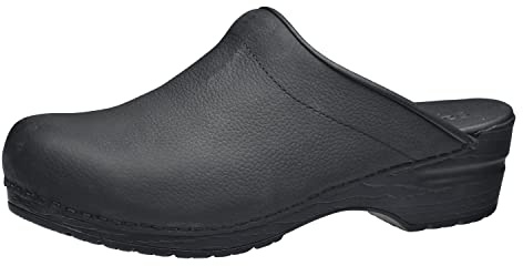 Sanita | Sonja Textured Mule Clog | Original Handmade Flexible Leather Clog for Women | Maximum stability | Anatomical shaped footbed with soft foam | Svart | 38 EU