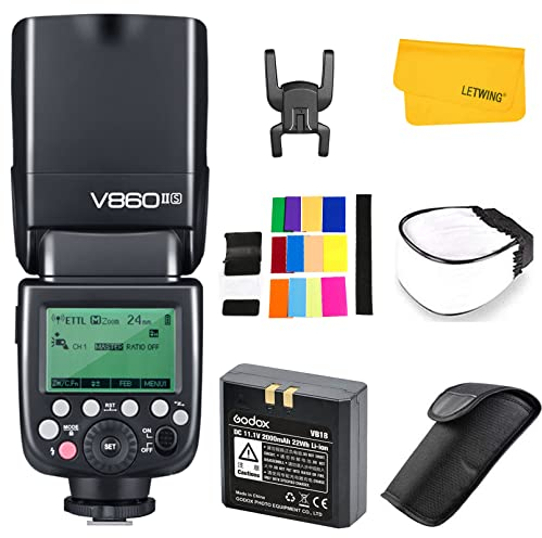 Godox V860II V860II-S Flash pour Appareil Photo Sony, 2.4G sans Fil TTL 1/8000s HSS Sony Speedlite, Environ 650 Flashes à Pleine Puissance, Fonction Maître/Esclave, Externe Flash pour Photographie