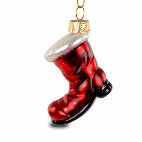 SIKORA Nikolaus Stiefel besondere Weihnachtskugel Glas Christbaumschmuck Deko Figur Weihnachten Anhänger Ornament - Trend Line - BS219