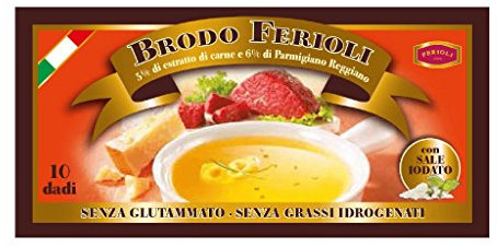 Ferioli - Brodo Estratto di Carne 5% Senza Glutammato e Senza Grassi Idrogenati 10 Cubi - Astuccio 110G, 10 dadi