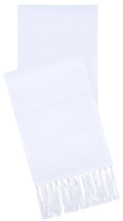 S.H. Churchill & Co. White Satin Formal Scarf for Men – Tuxedo & Black Tie Evening Accessory with Hand-Tied Fringe