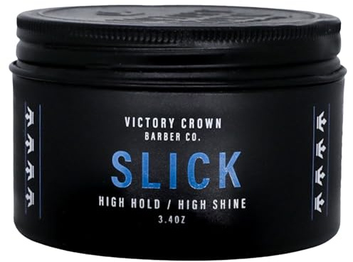 Victory Crown Slick Pomade High Hold & High Shine Natural Hair Styling Grease for Sleek Polished Looks, 3.4 Oz